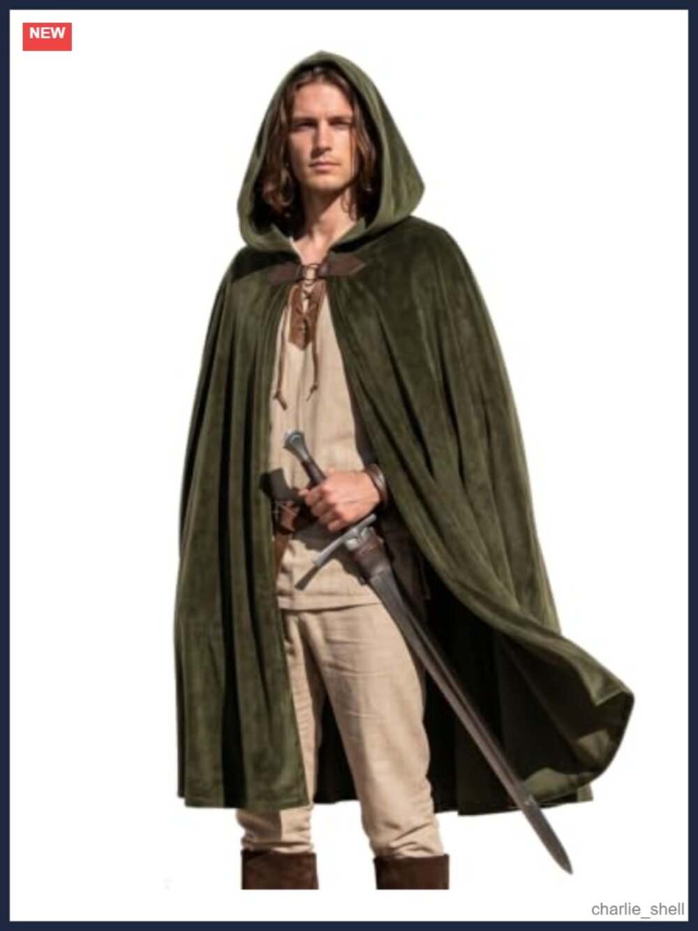 Velvet Hooded Cloak Renaissance Medieval Cape One Size